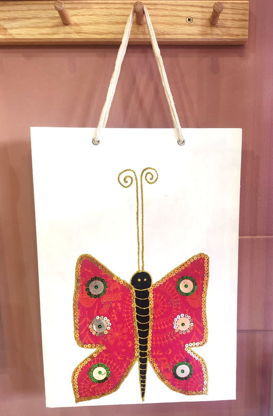 Handcrafted Large Butterfly Gift Bag. This is a skilfully handcrafted gift bag is produced by a student at the Umang charity in Rajasthan, India.