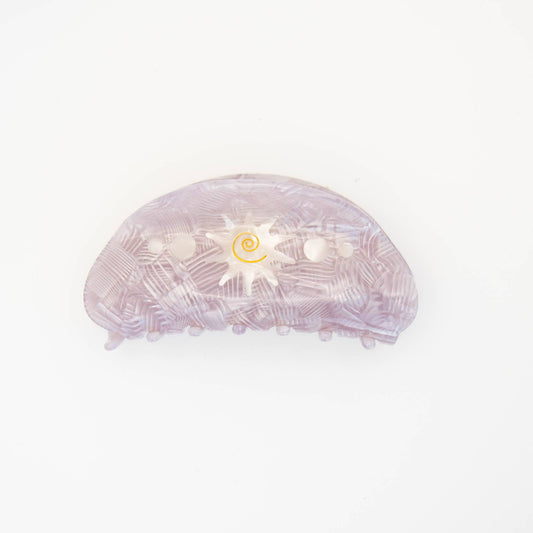 Sol Swirl Hair Claw Clip by Pepper You – Medium gold engraved sustainable hair accessory, eco-friendly and ethically made.