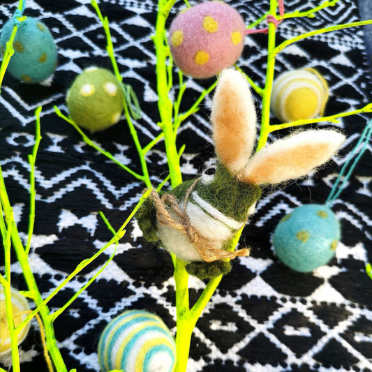 Handmade Needle Felt Easter Eggs (Set of 5) Hanging Easter