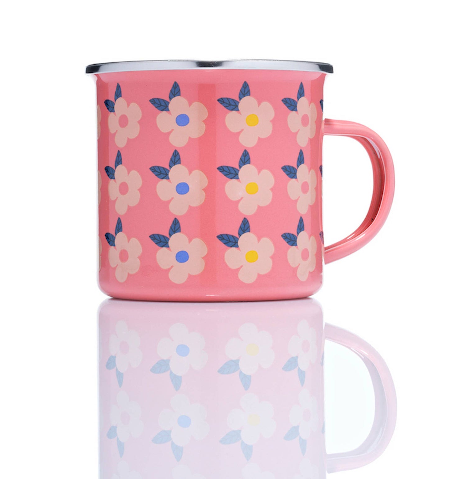 Nostalgic rose pink floral print mug detail