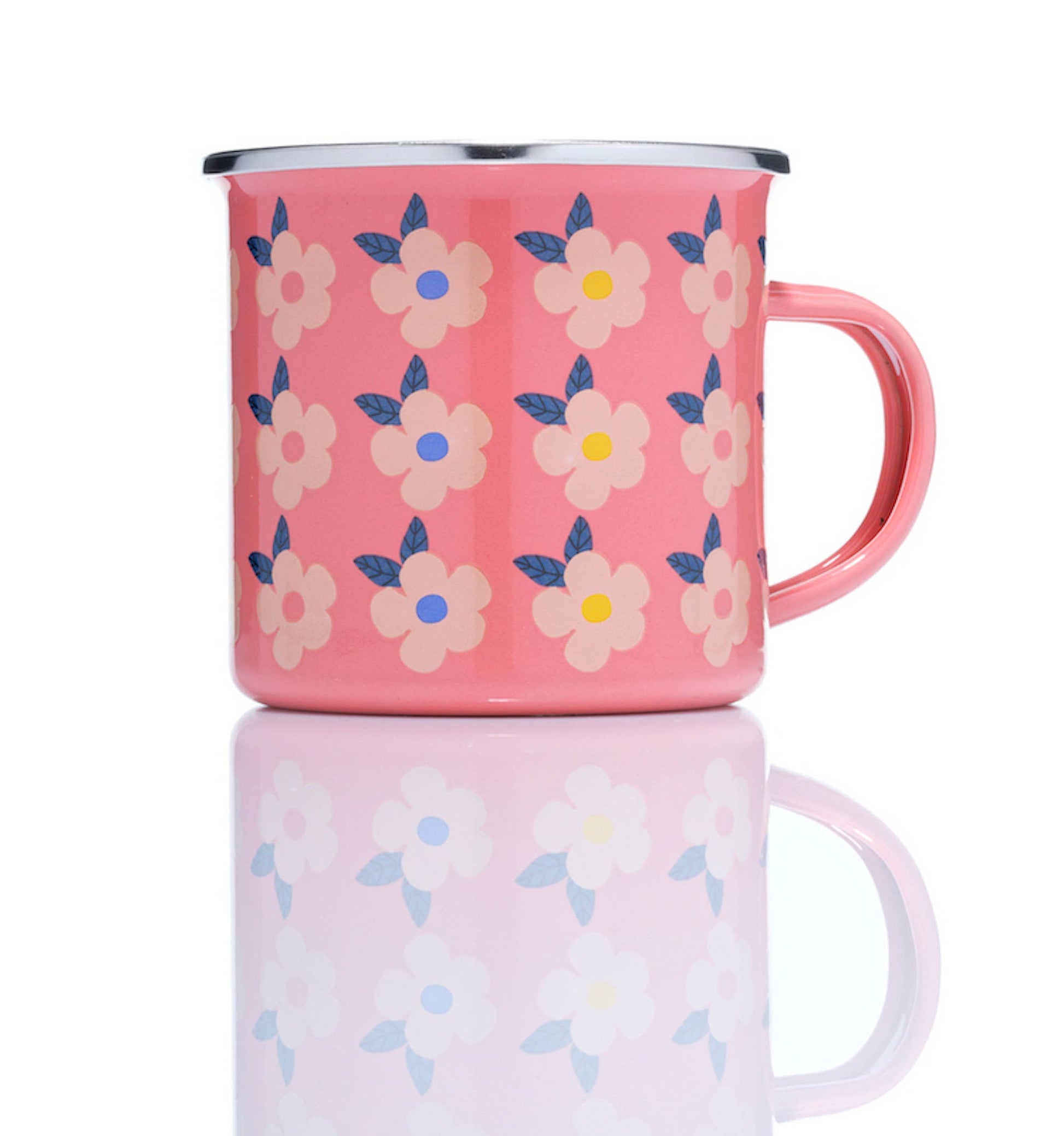 Nostalgic rose pink floral print mug detail