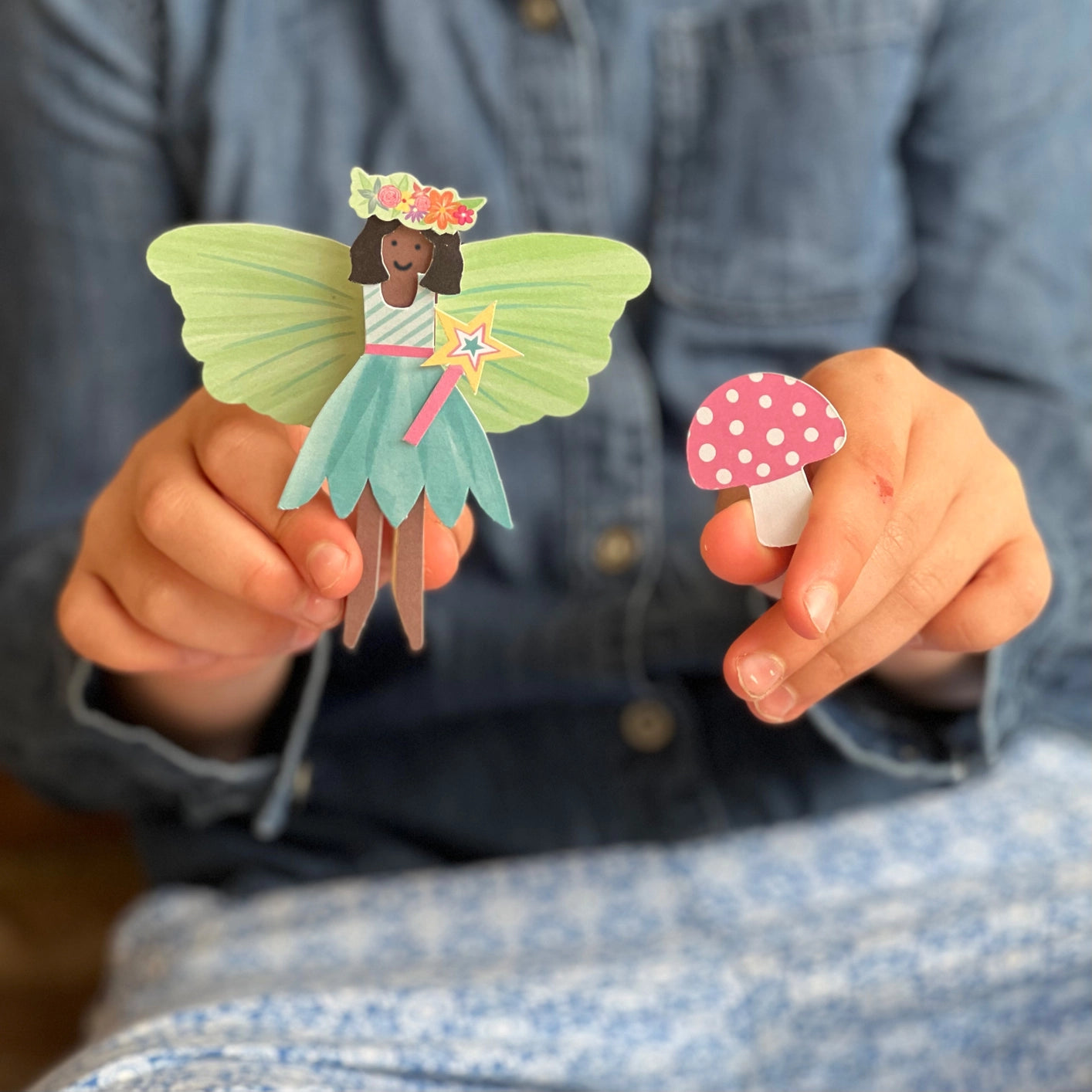 Cotton Twist Make Your Own Fairy Peg Doll sustainable crafting kit with dress, wings, and accessories