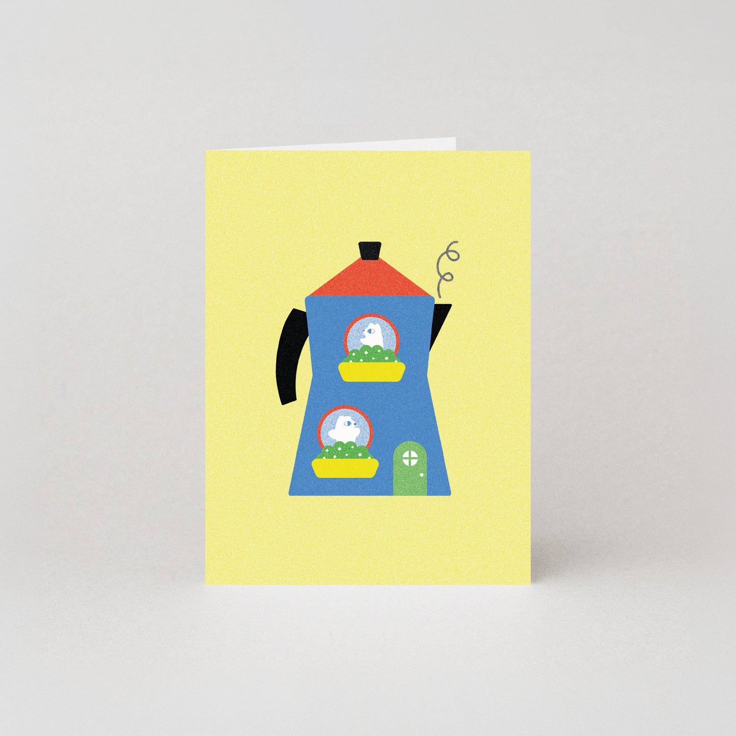 Coffee Pot Mini New Home Card featuring two bears in a cafetiere