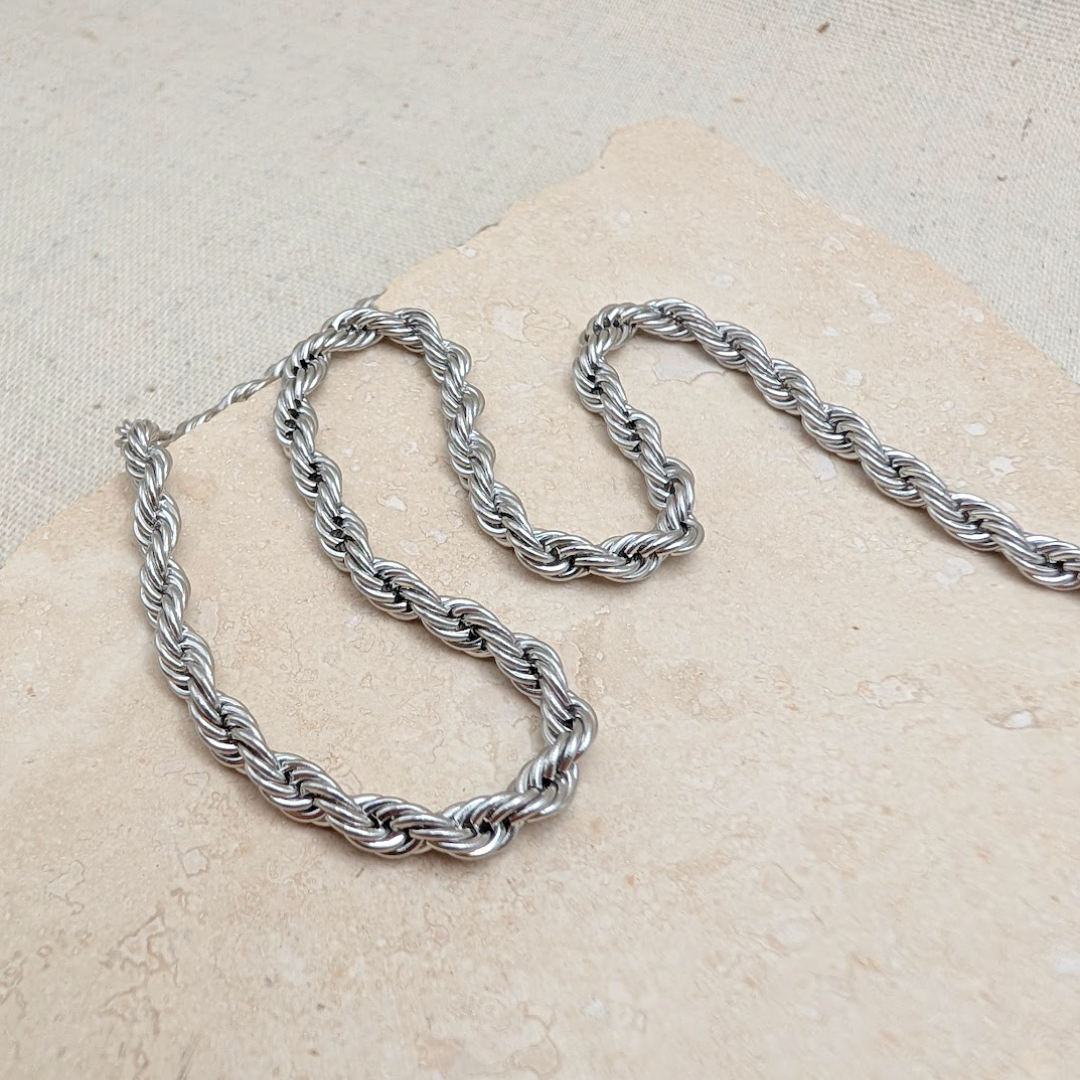 Everyday Silver Rope Chain Necklace on a white background