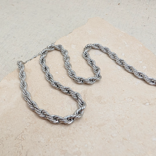 Everyday Silver Rope Chain Necklace on a white background