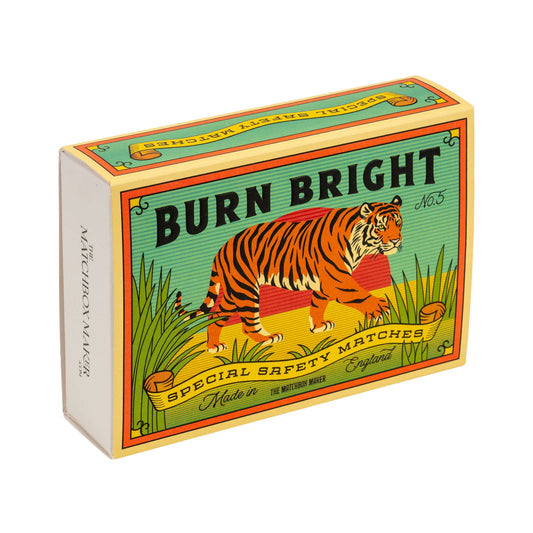 Tiger design matchbox open showing 13cm matches