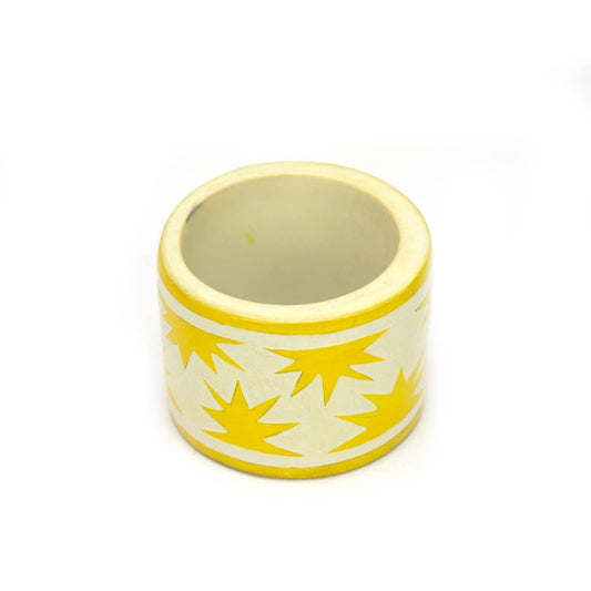 Unique Yellow Sun Soapstone Napkin Ring, Artisan Crafted