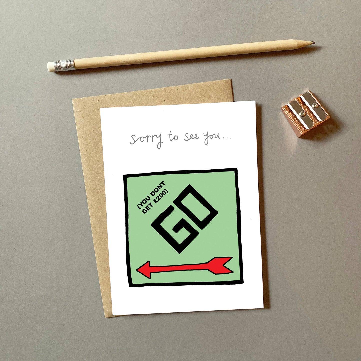 Sorry To See You Go -  Monopoly Farewell Leaving Card