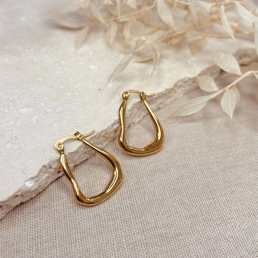 Abstract 18k gold plated Hoop Earrings