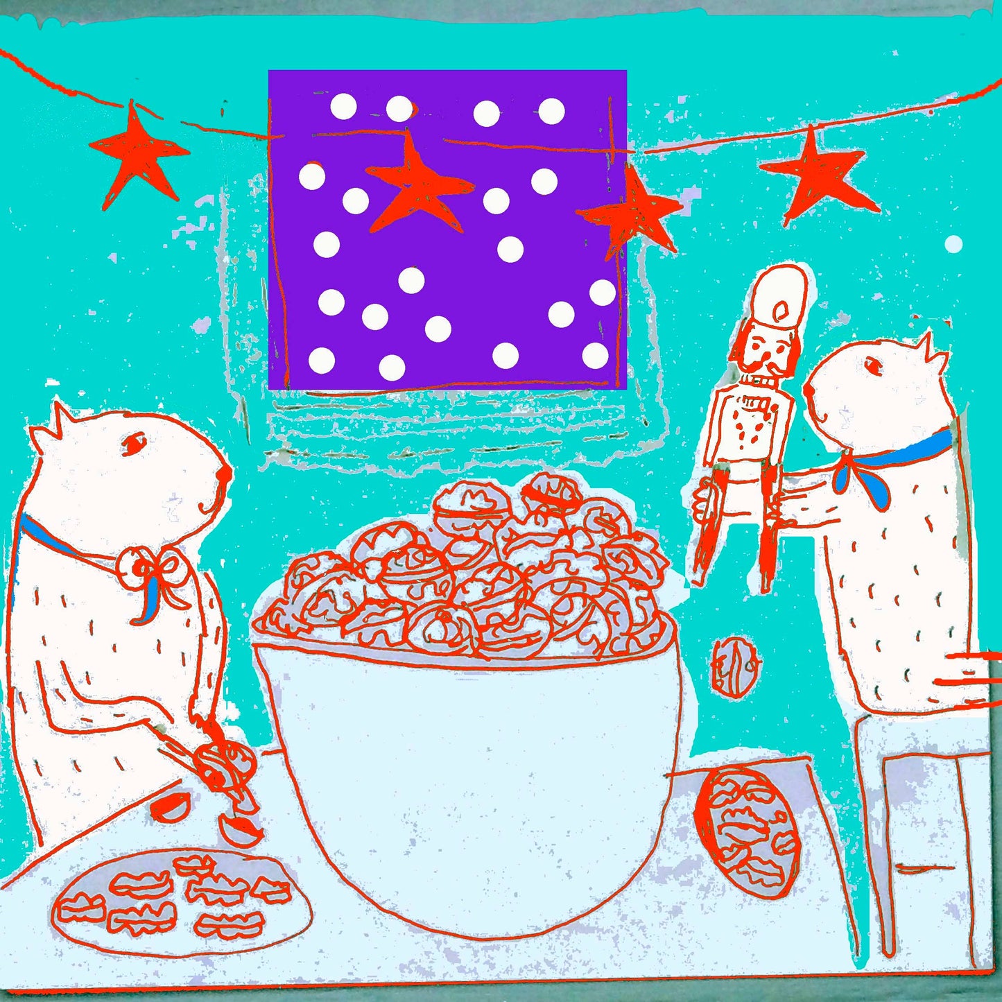 A3 Advent Calendar illustrated by Wini Tapp with 25 woodland Christmas vignettes, hanging ribbon and padded protection