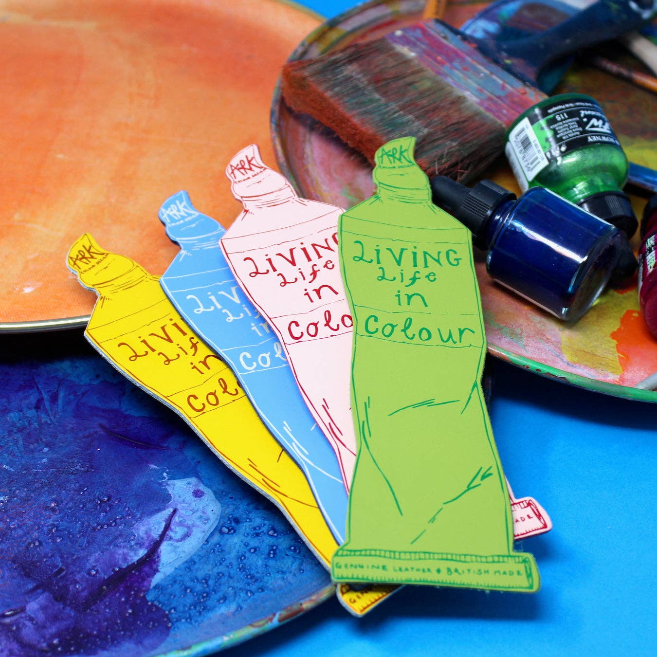 Double sided genuine leather bookmark handcrafted in Scotland