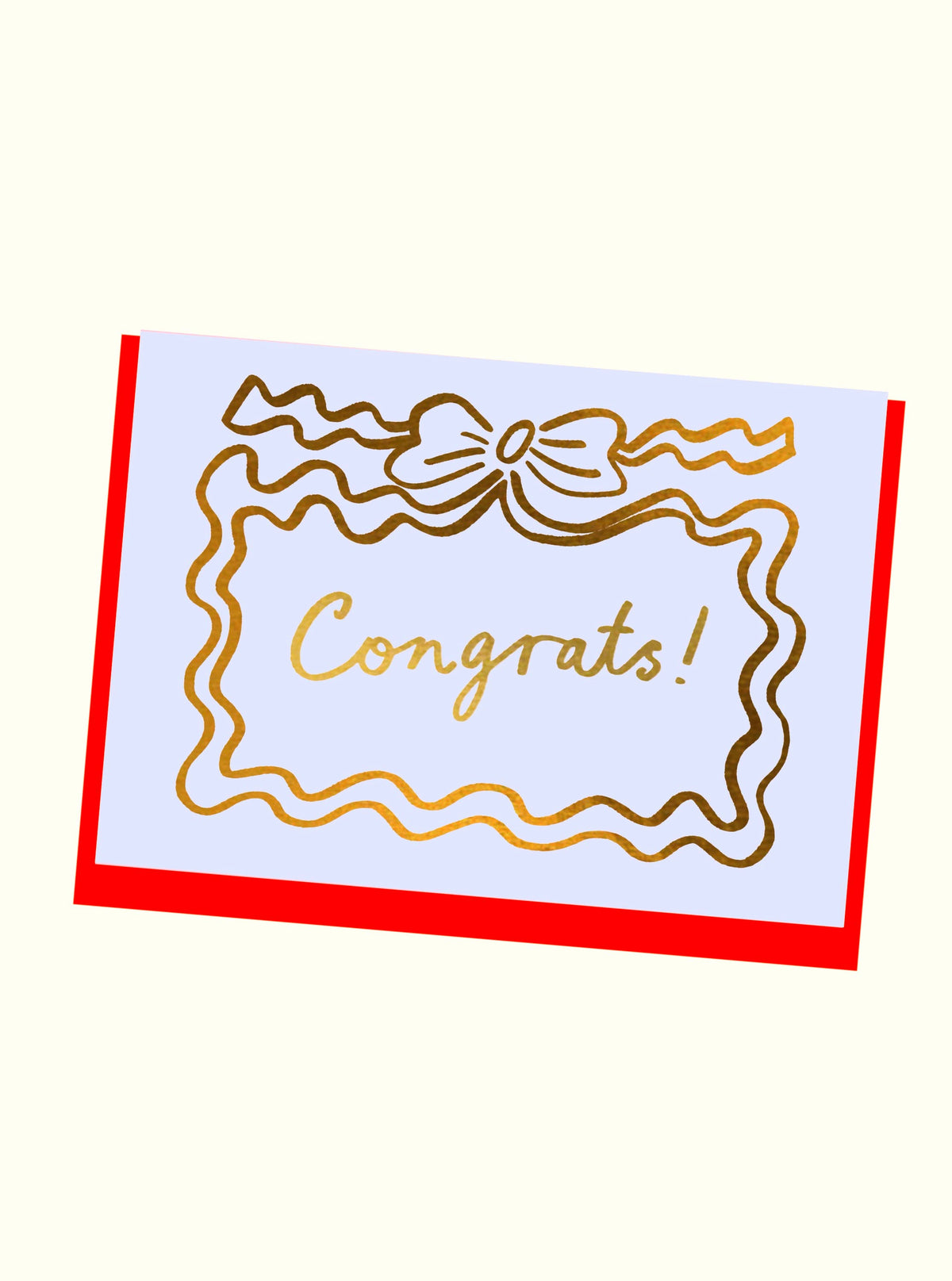 Congrats Wiggle Border Foiled Card in pink with gold foil details