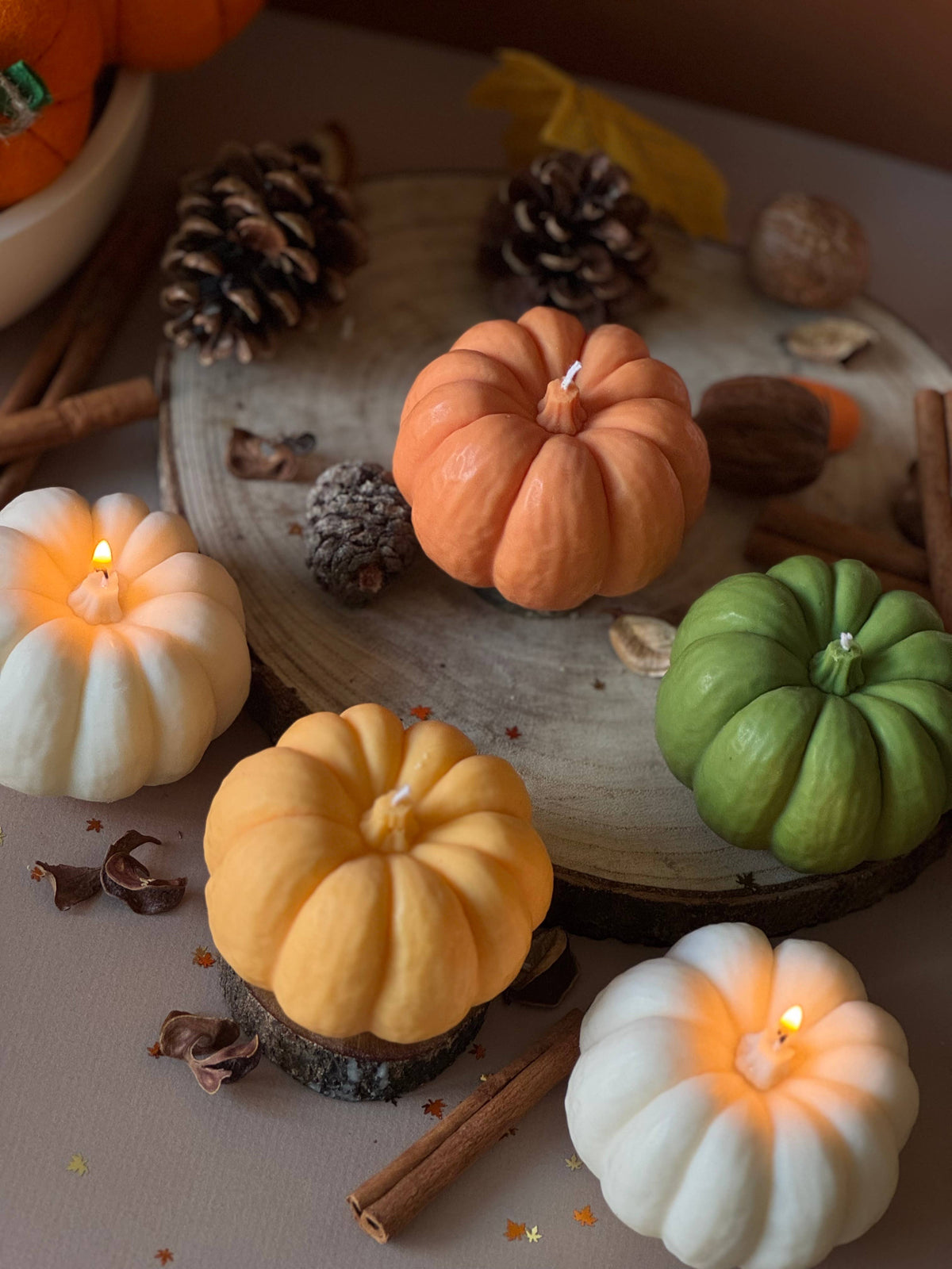 Sustainable pumpkin soy wax candle by Forget Me Not and Green
