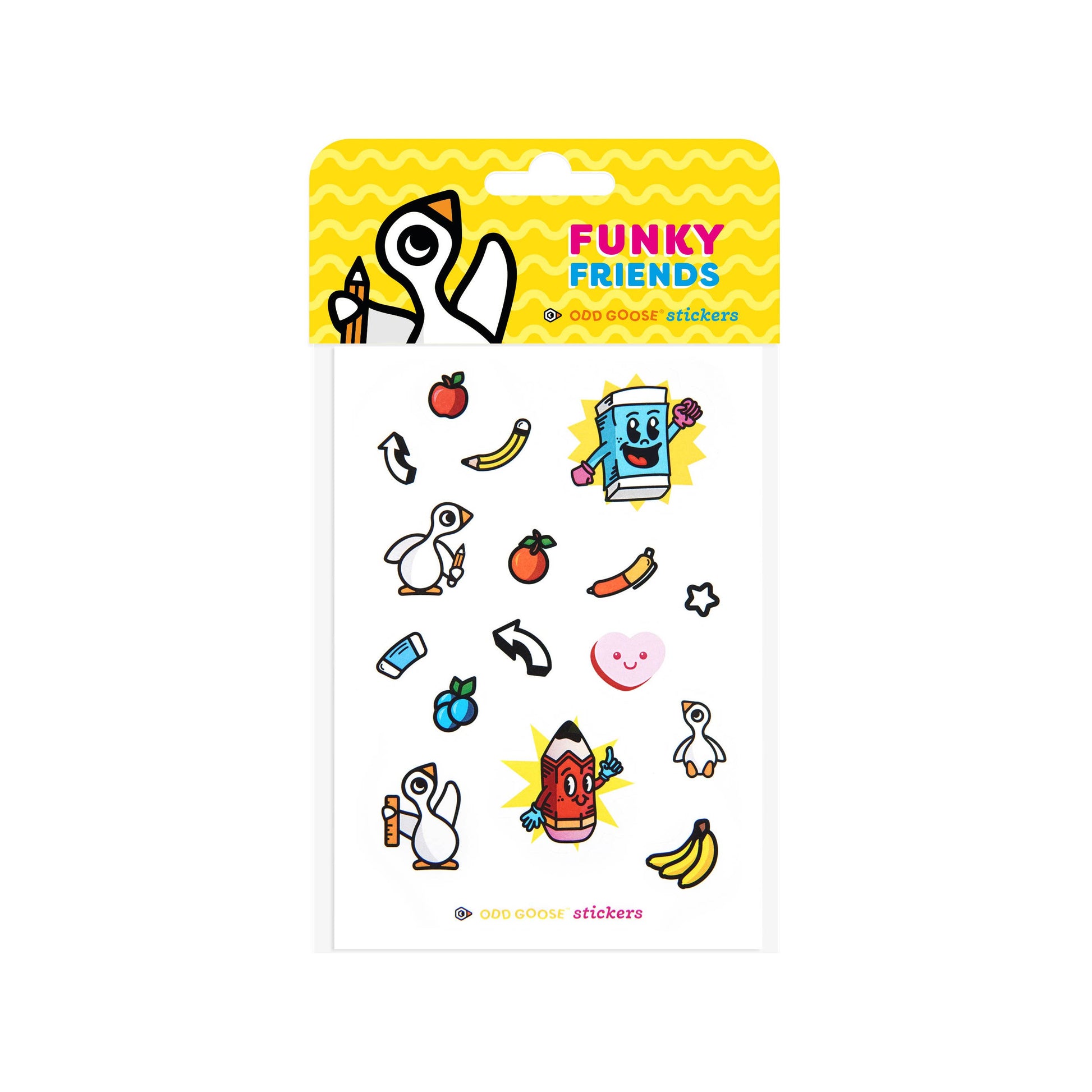 Funky Friends Eco-Friendly Stickers pack of 2 sheets featuring colourful cartoon characters