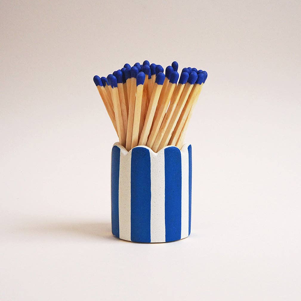 Stripy Match Stick Holders -  Red Stripe and Dark Green Matches