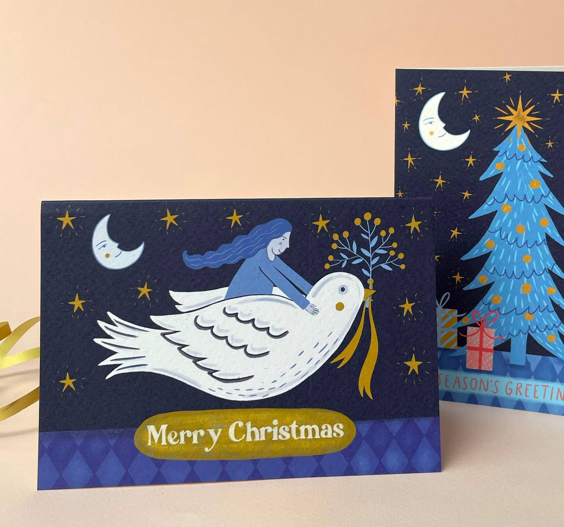 Close-up of Luxe Textured Sustainably Sourced Christmas Card