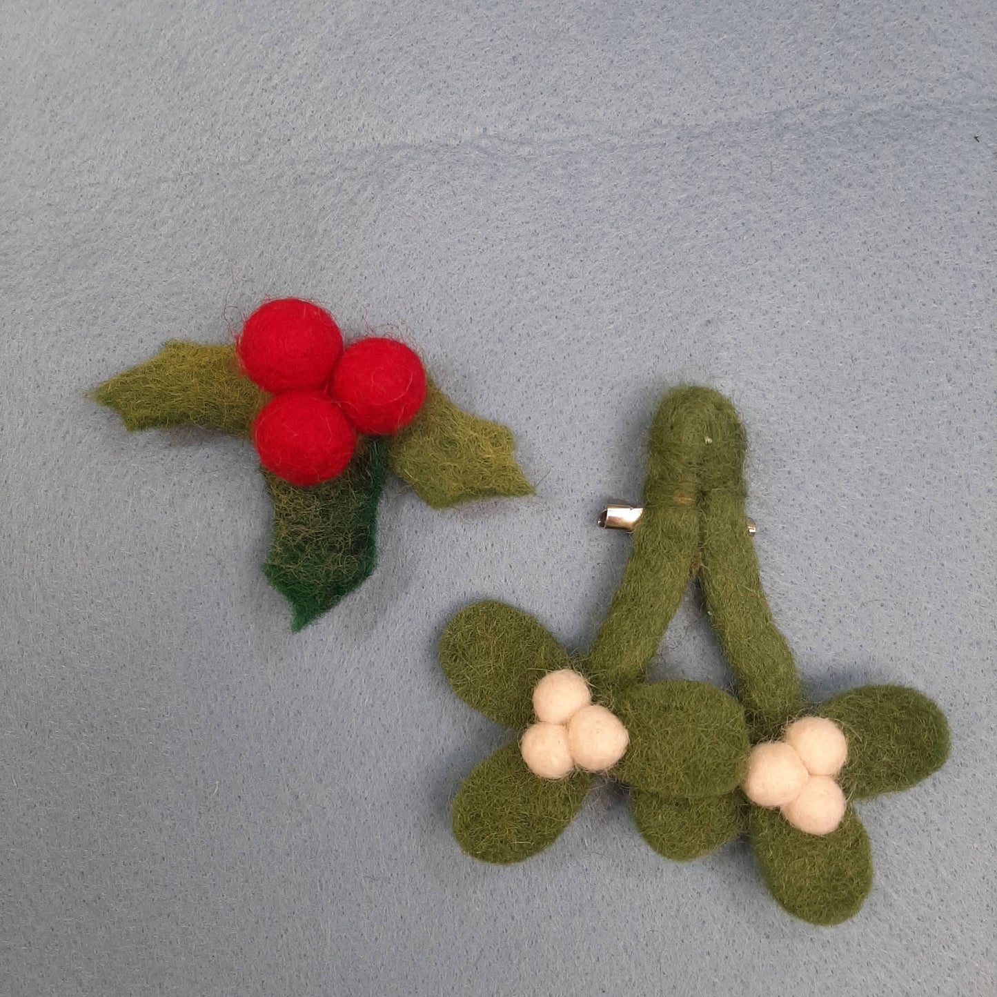 Handmade Felt Fair trade Holly Brooch Christmas Accessory