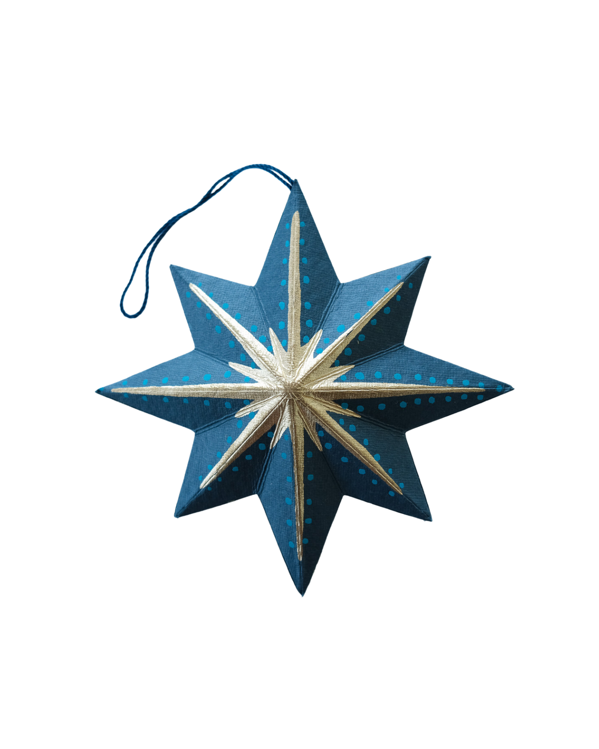 Handmade eco-conscious screen-printed star ornament