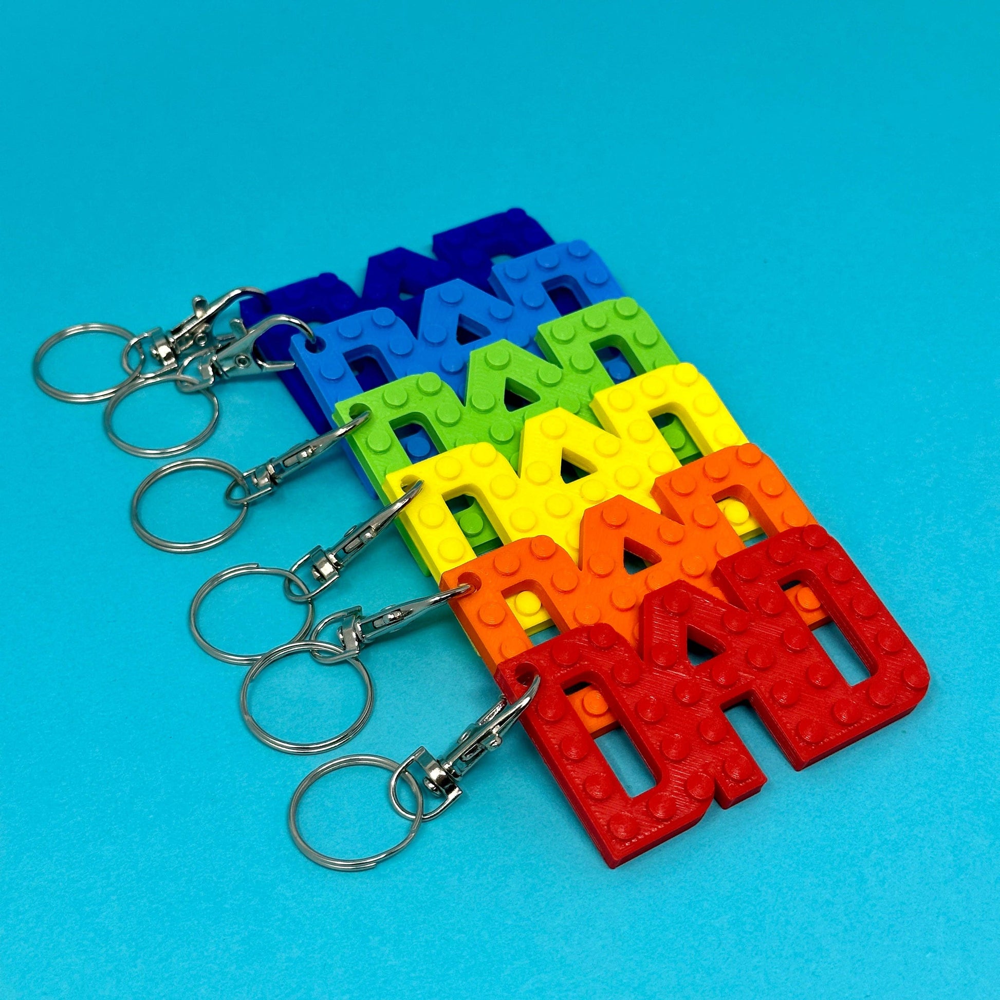 Red 3D printed Dad keyring for Father's Day