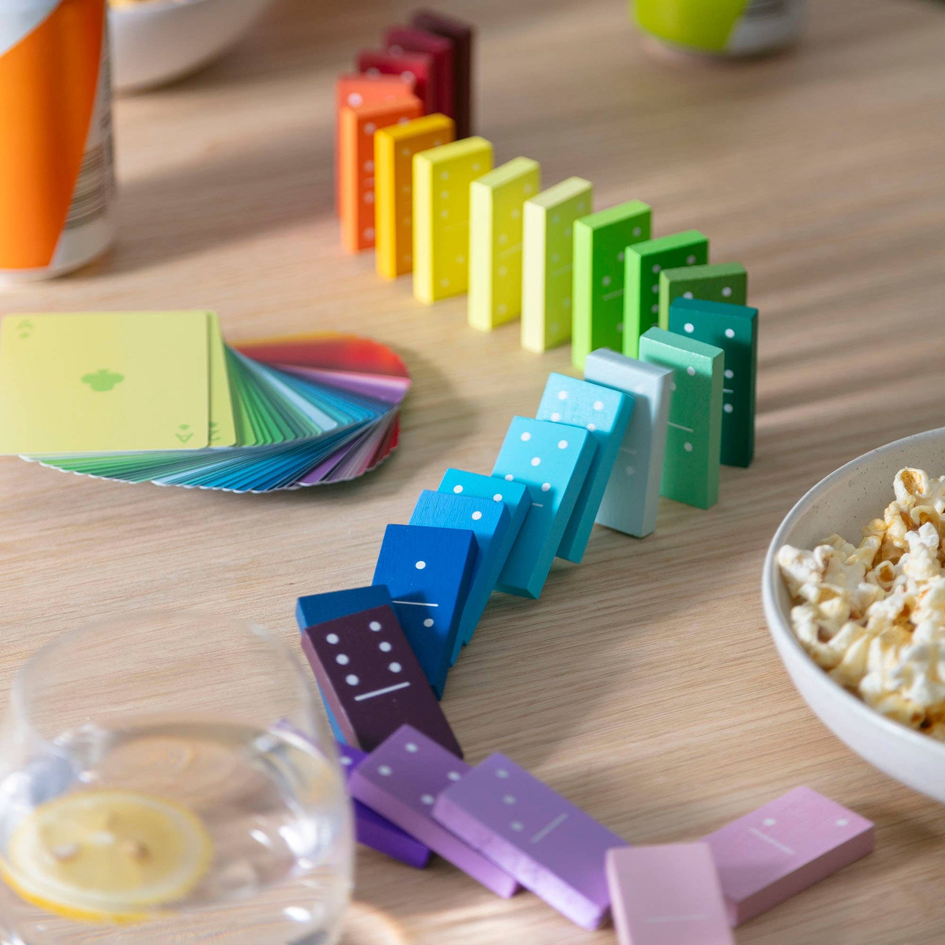Block Design Gradient Dominoes set arranged in colour wheel gradient