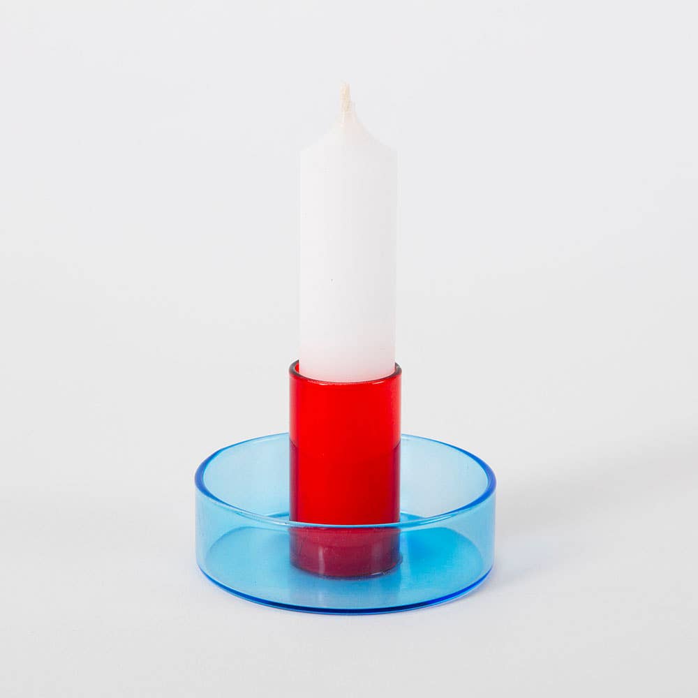 Pink and Grey Glass Candle Holder