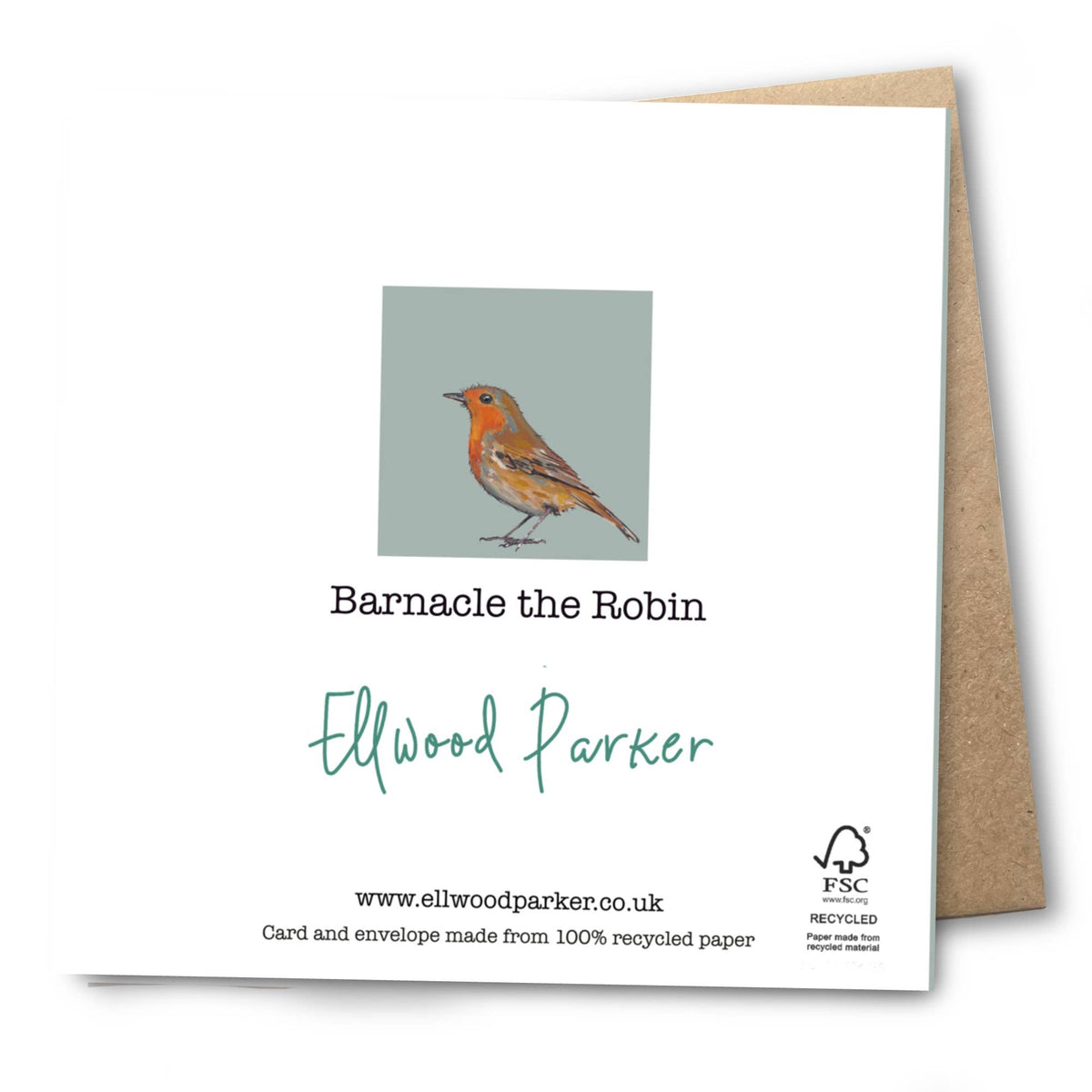 Close up of Robin garden bird painting on a blank greetings card