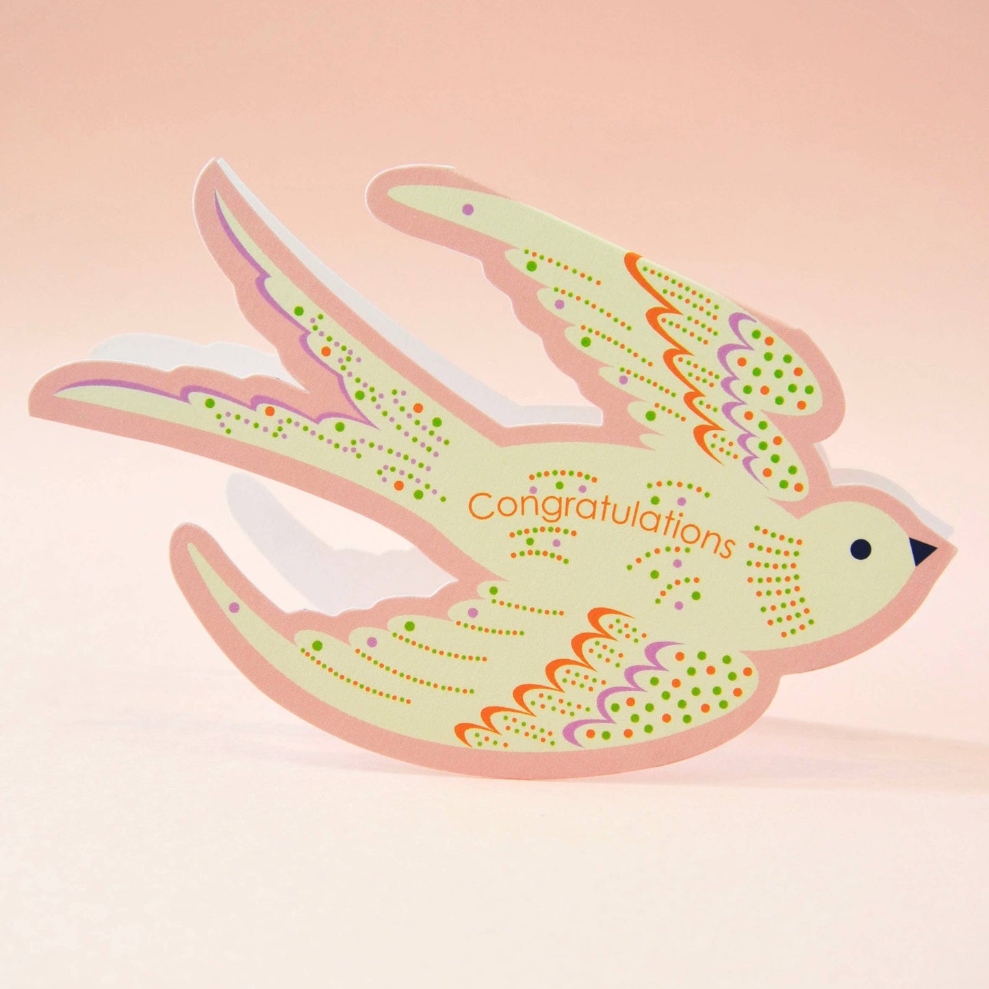 Sustainably sourced rocking bird card showing gentle motion