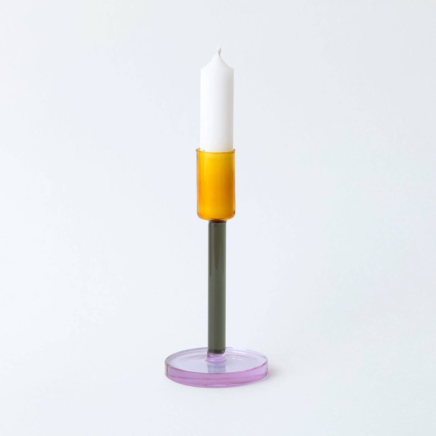 Elegant Tall Dual Colour Borosilicate Glass Candlestick, 150mm