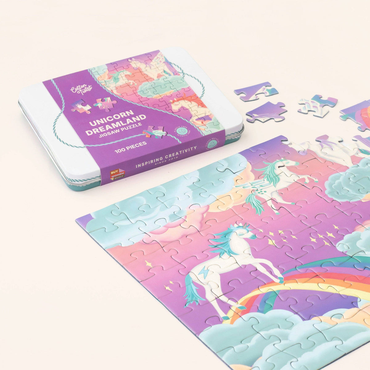 Unicorn Dreamland 100 Piece Jigsaw Puzzle in Keepsake Tin