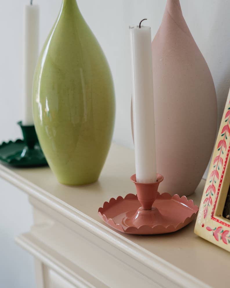 Eco-friendly handmade blush candle holder side view
