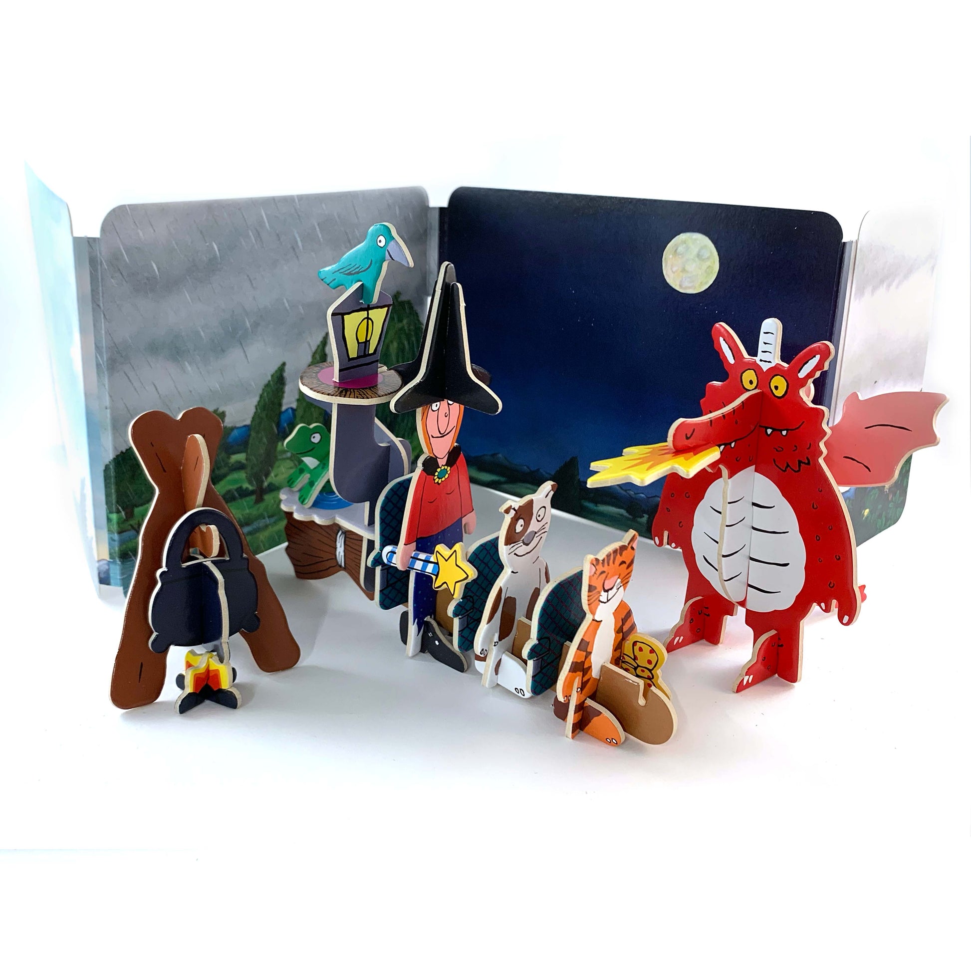 Eco-friendly children's playset featuring Room on the Broom artwork
