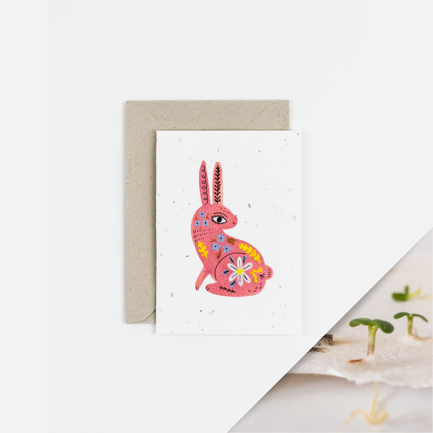 Pink Bunny Plantable Notecard