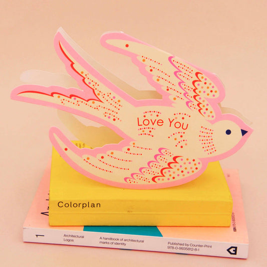 Love You Die Cut Rocking Valentine's Card in Pink