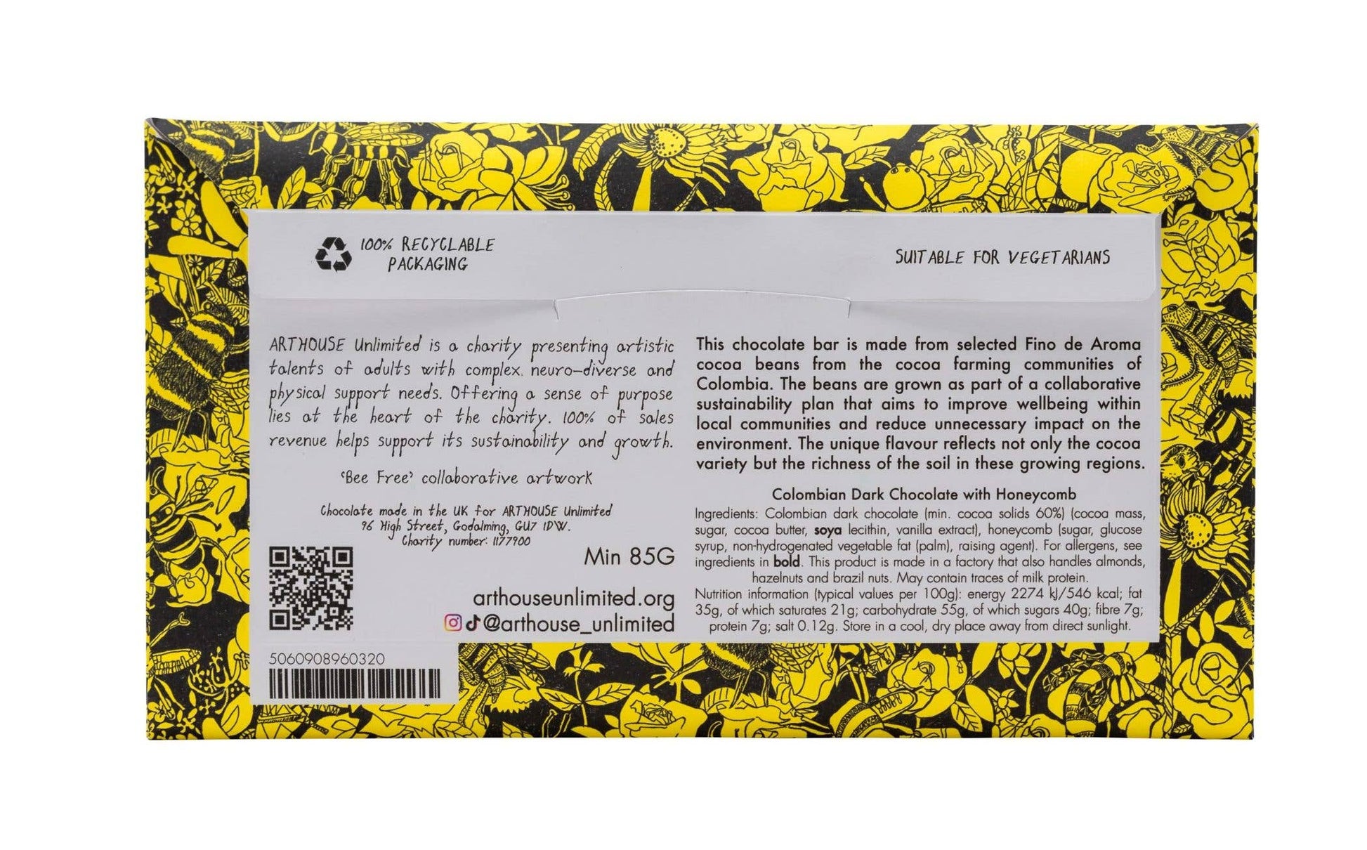 Recyclable envelope for Bee Free Honeycomb Chocolate