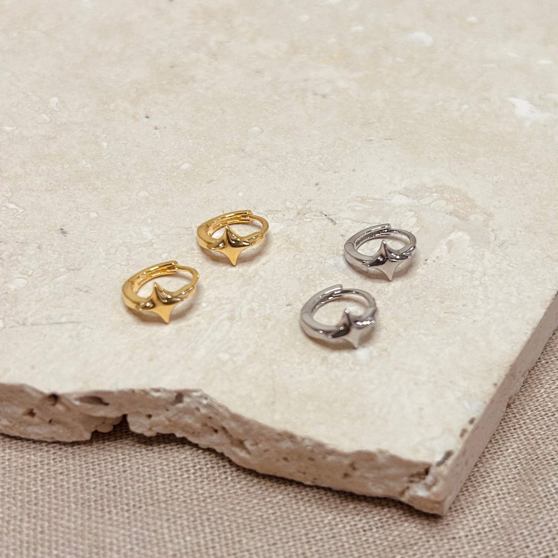 Little Nell gold vermeil starlight huggie hoops, 10mm, hypoallergenic and comfortable