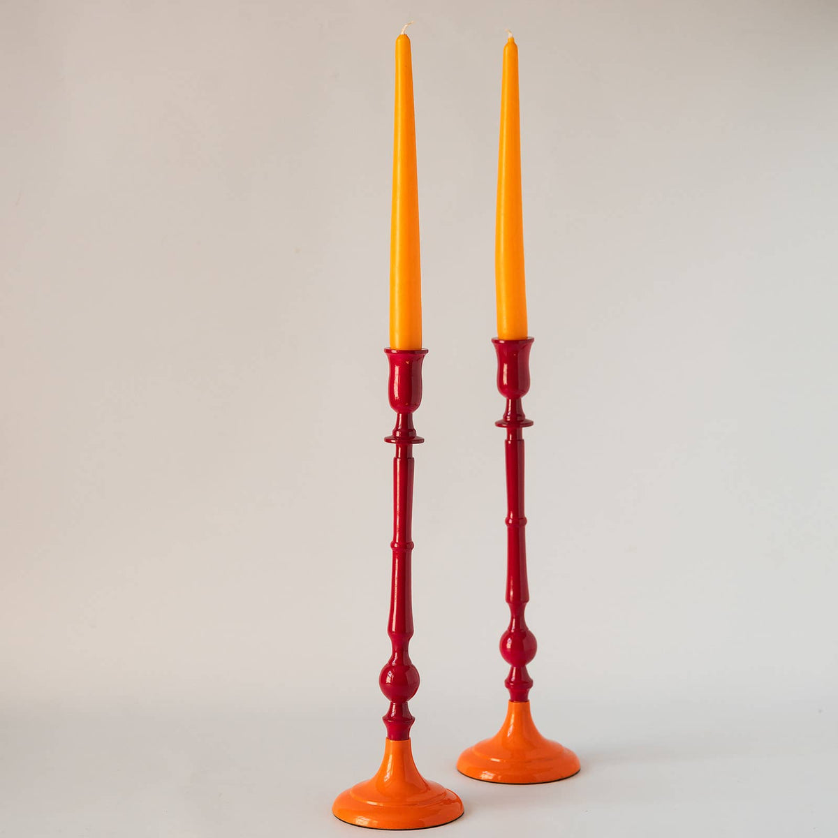 Citron and Moss green handmade enamel candle holder