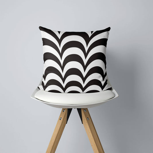 Close-up of Storigraphic Op Art 3 cushion showing fabric texture and zip detail