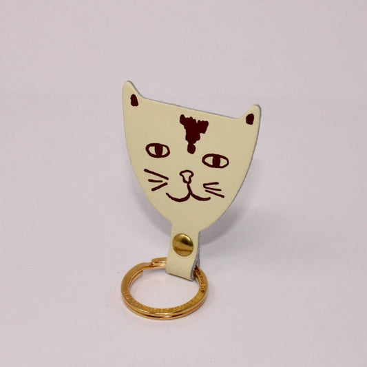 Scottish leather cat keyring with gold plated ring