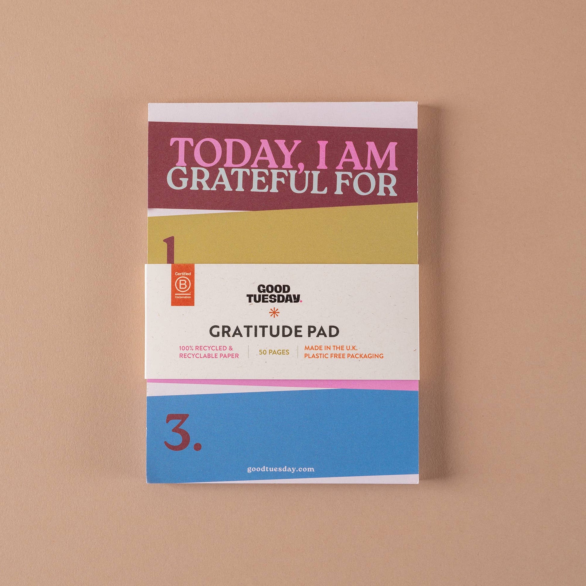 Backing cardboard of A6 eco gratitude pad