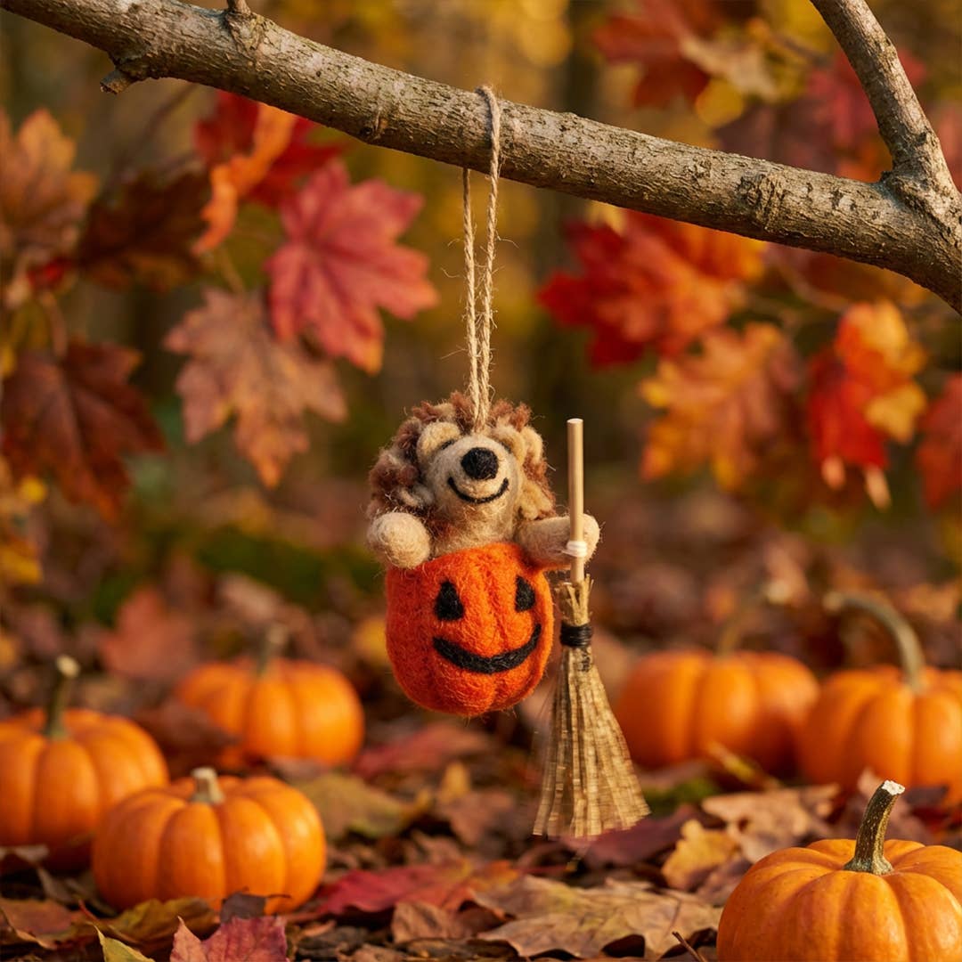 Eco-Friendly Felt Halloween Hedgehog Hanging Ornament