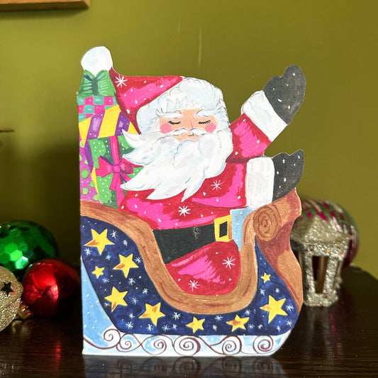 Magic Santa Sleigh Vintage Christmas Greetings Card
