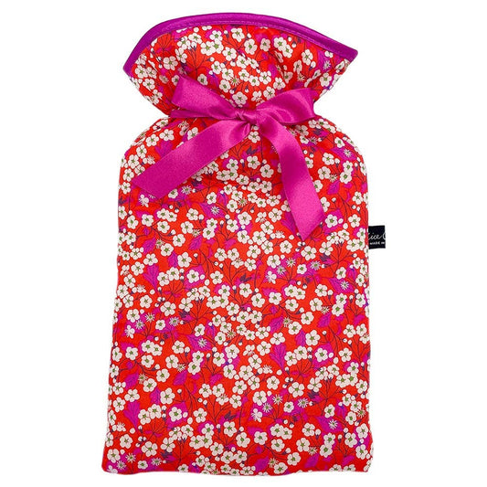 Alice Caroline Liberty Mitsi Chilli Hot Water Bottle with vibrant floral print cotton cover