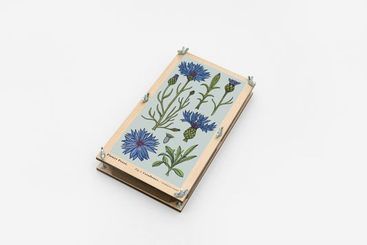 Large Vintage Cornflower Wooden Flower Press