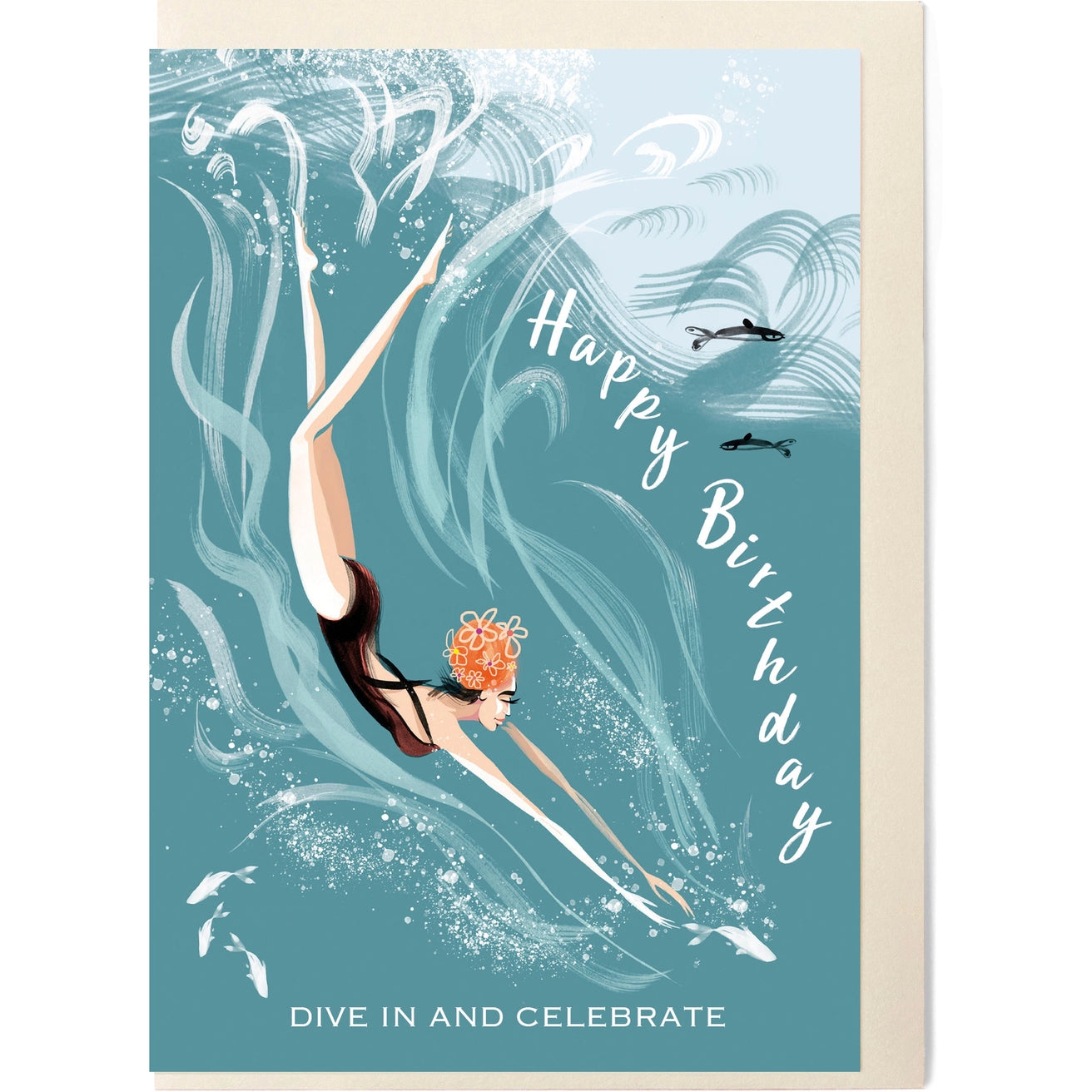 Swim Wild and Free 'The Dive' Happy Birthday Card
