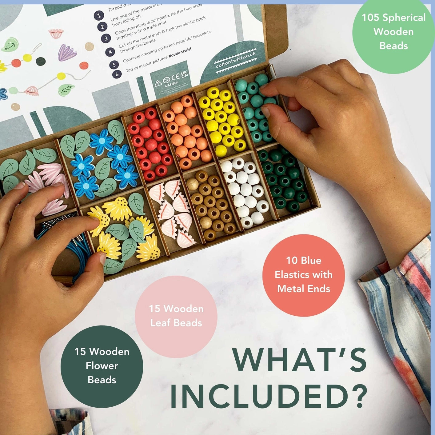 Sustainable Wildflower Bracelet Making Kit with easy-thread elastics