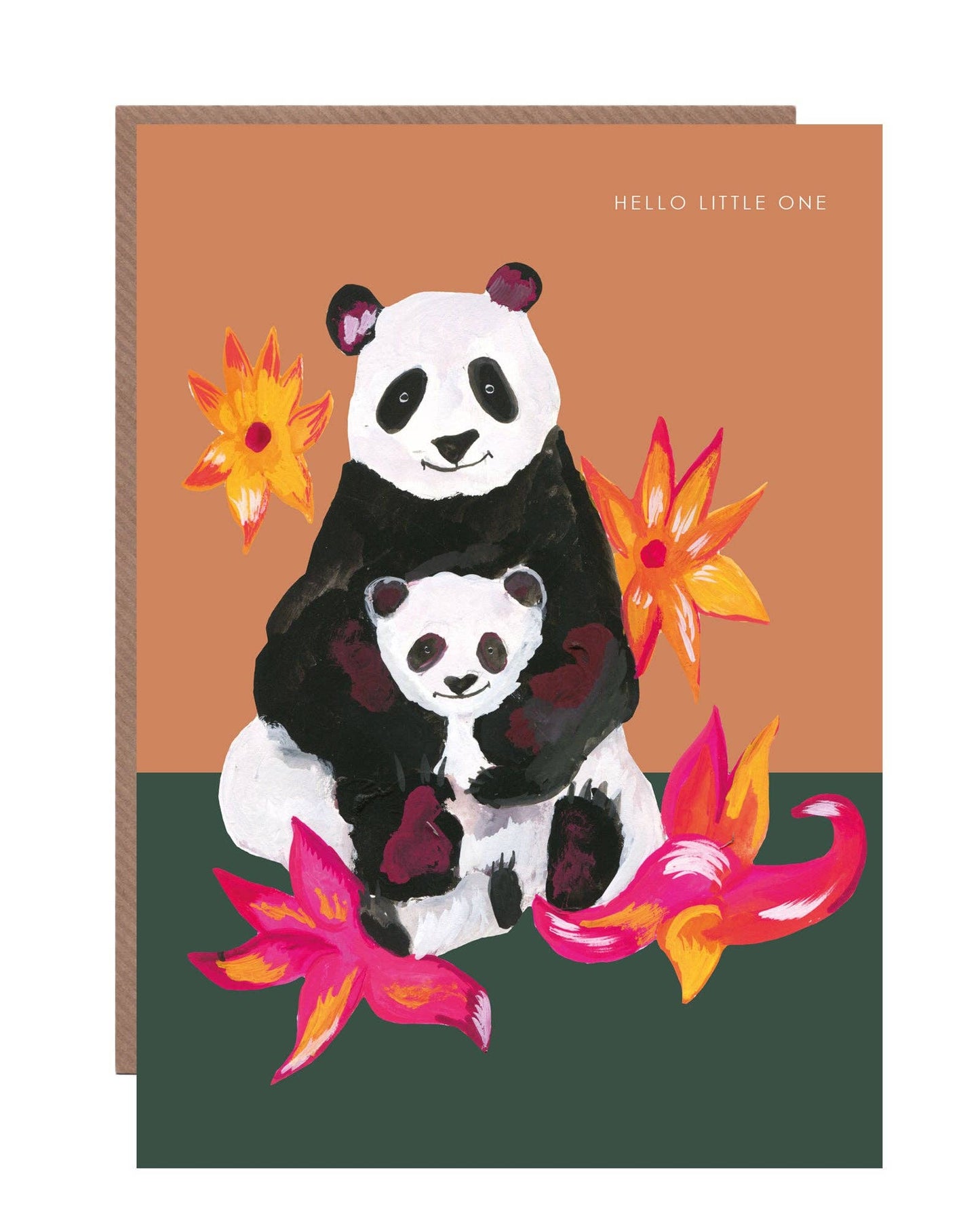 Hand-illustrated Panda and Cub new baby greetings card
