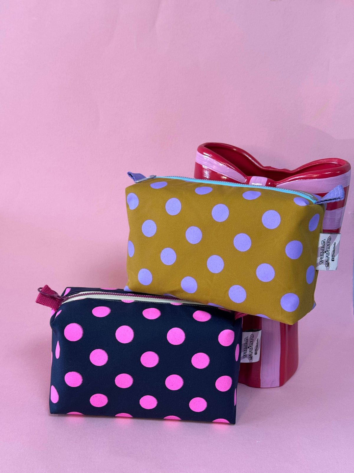 Spacious interior of the recycled polyester lined travel pouch