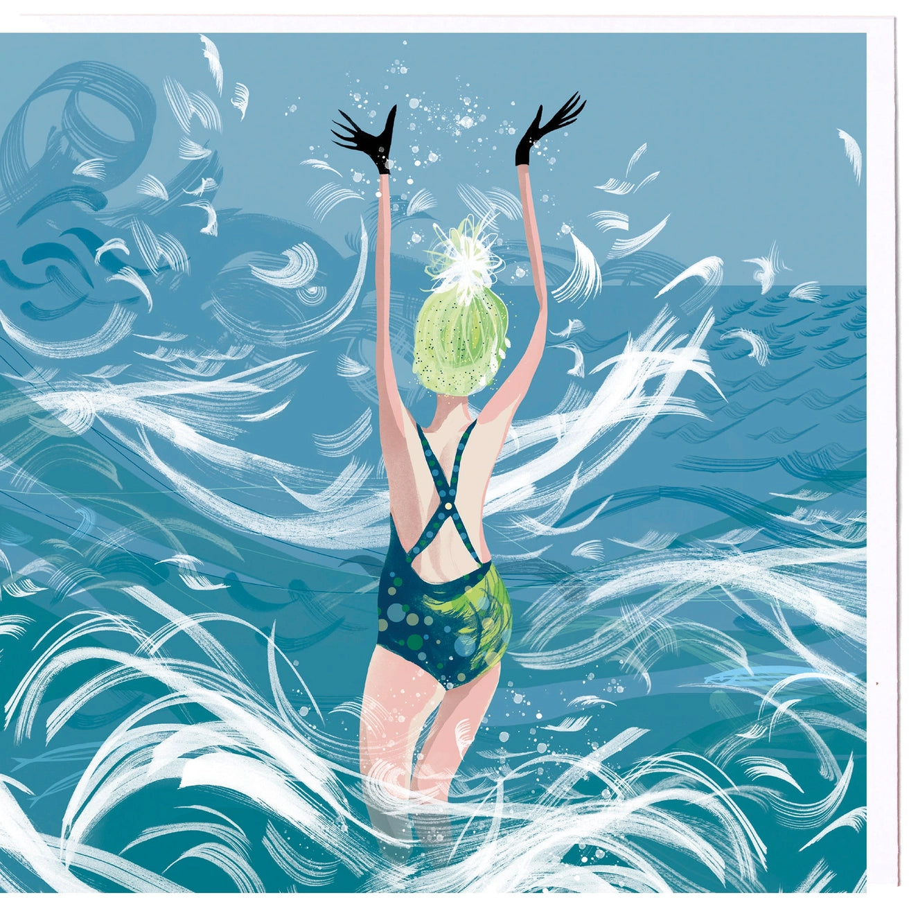 Swim Wild & Free 'In the Surf' Square Card