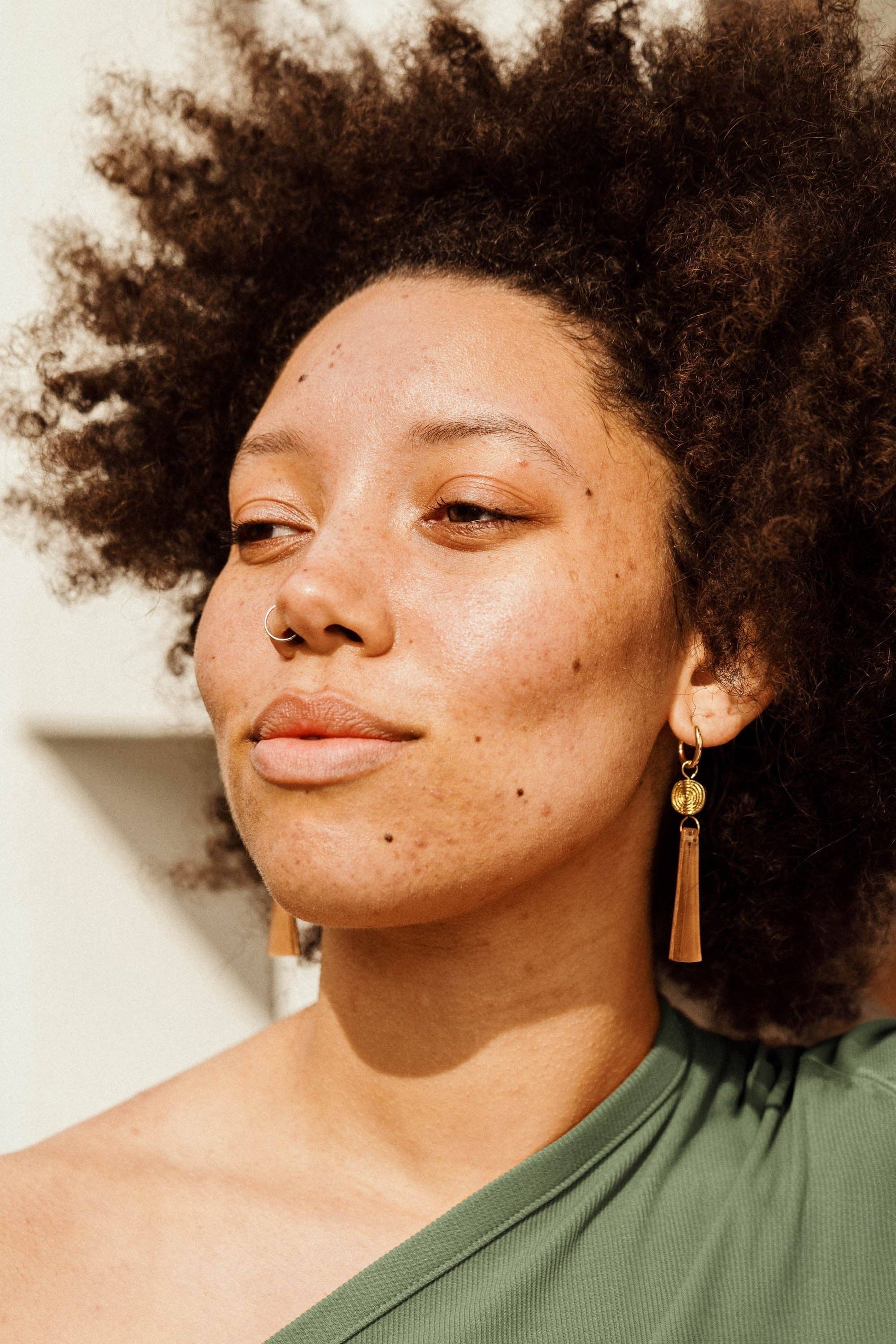 Power Drop Hoop Earrings by Pepper You – Handmade statement earrings in wood, acrylic & recycled brass, colourful sustainable jewellery gift in eco box.