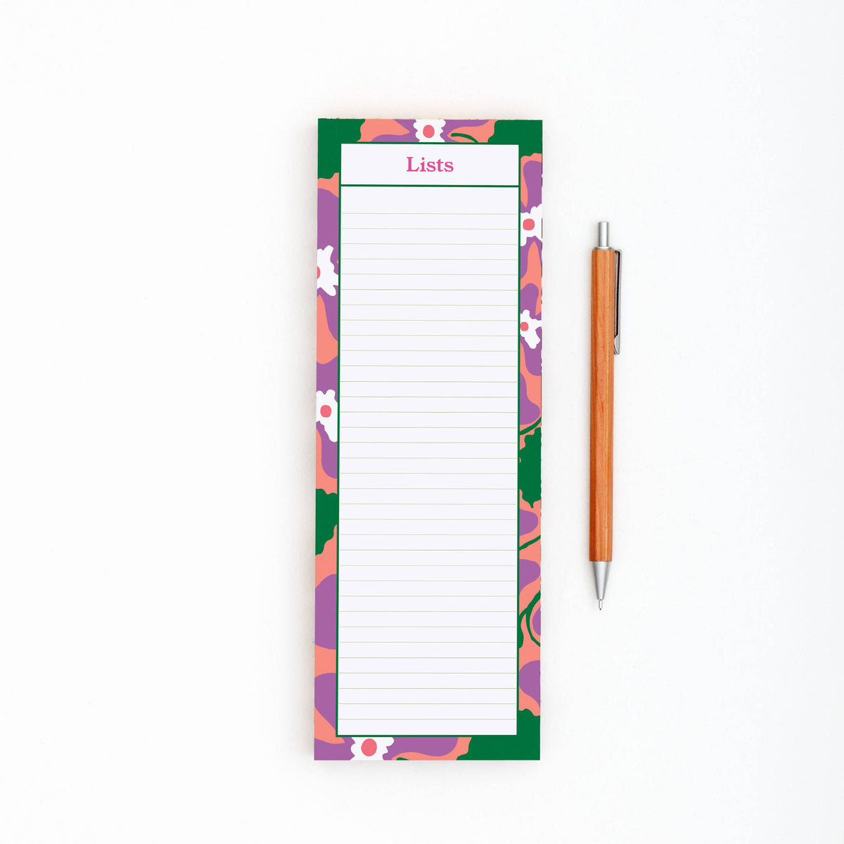 Pansy floral list pad with 60 recycled pages